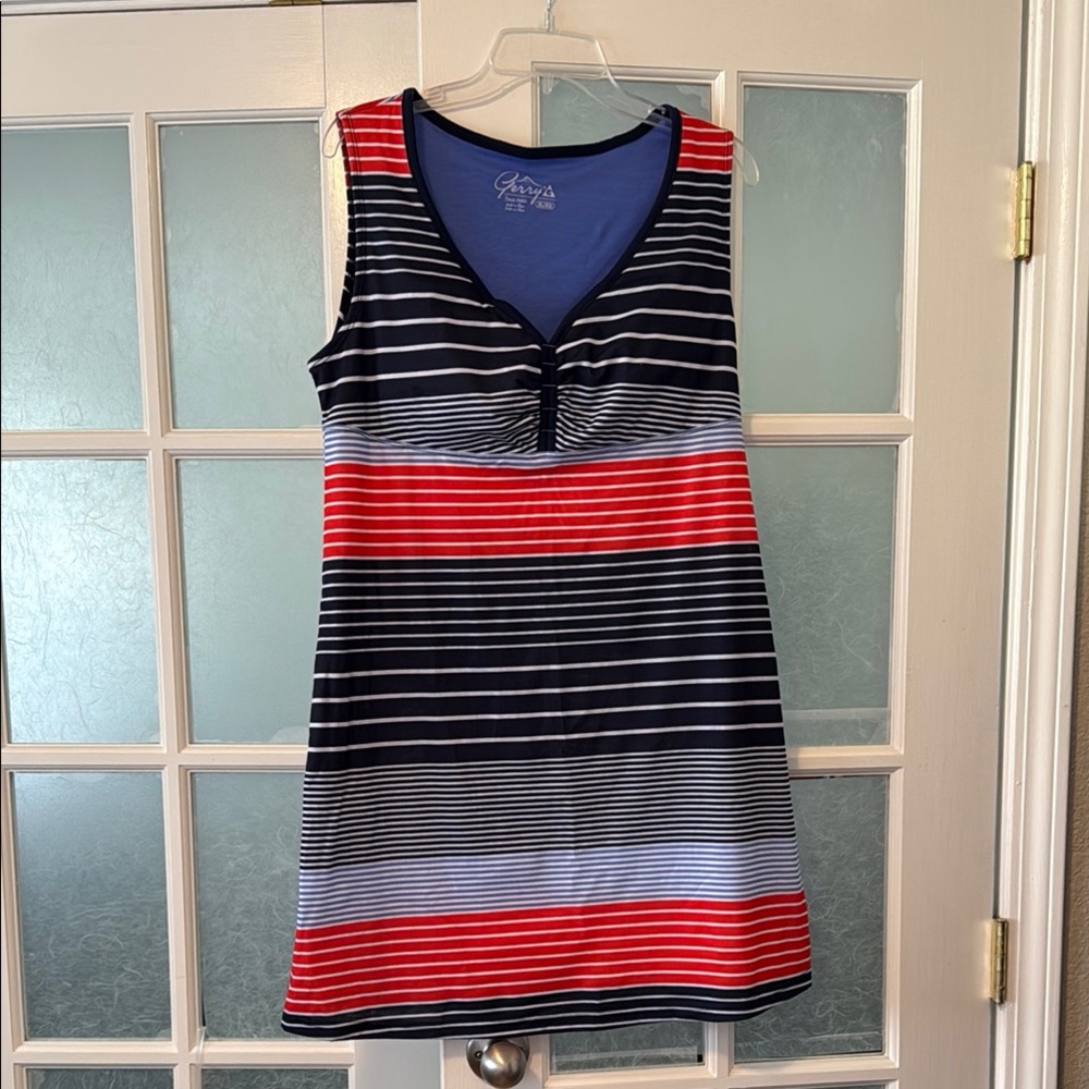 Gerry Weber Navy and Scarlet Striped Midi Dress